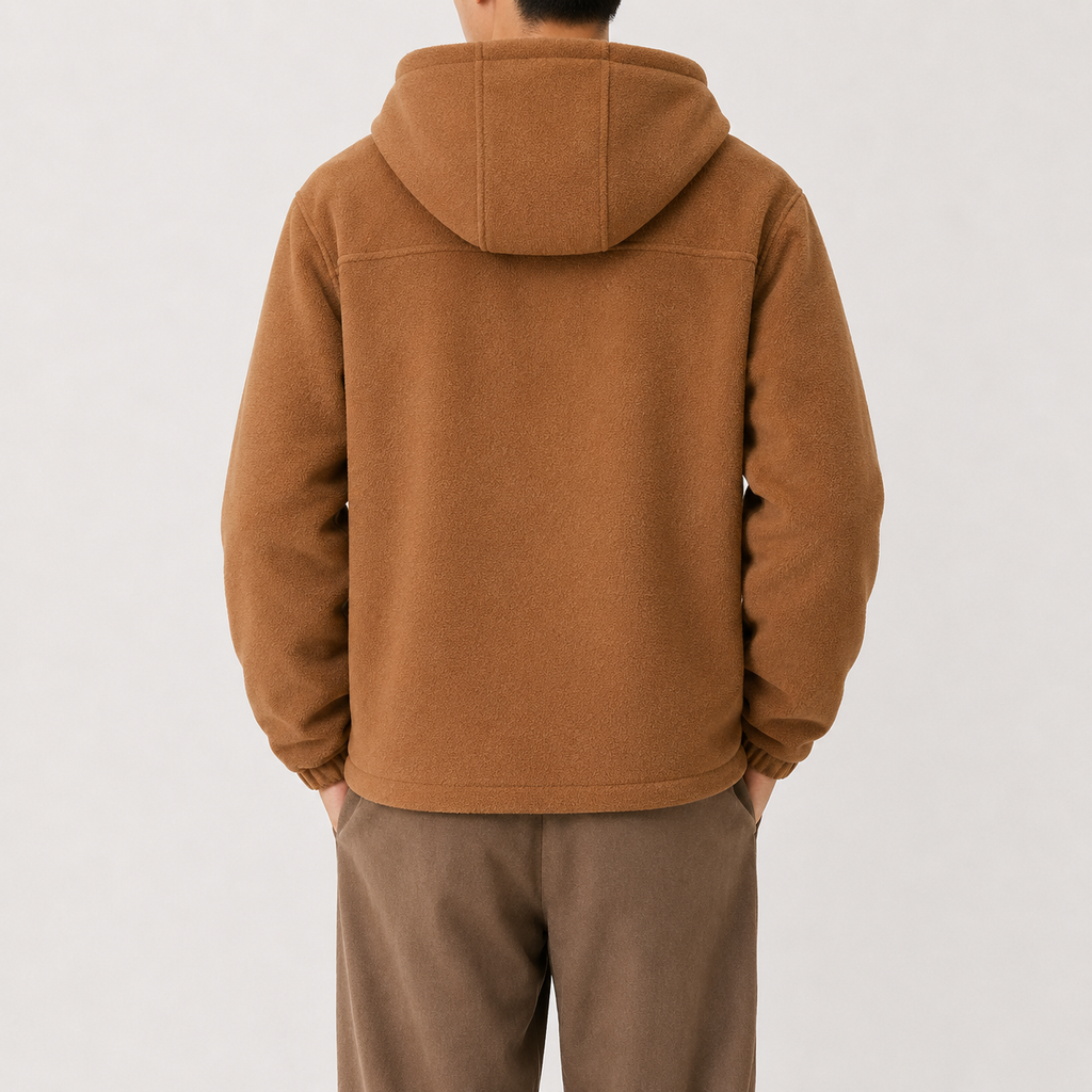 Men’s Fleece Jacket – Hooded Thickened Lambswool-Style Warm Cardigan Coat