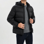 Men’s Hooded Quilted Jacket – Warm Padded Winter Coat with Hood