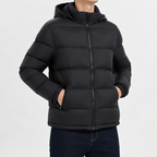 Men’s Hooded Quilted Jacket – Warm Padded Winter Coat with Hood