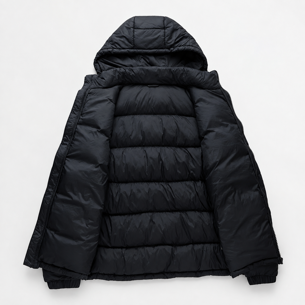 Men’s Hooded Quilted Jacket – Warm Padded Winter Coat with Hood