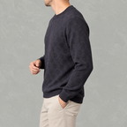 Men’s Jacquard Jumper – Fleece Lined Thick Knit Pullover