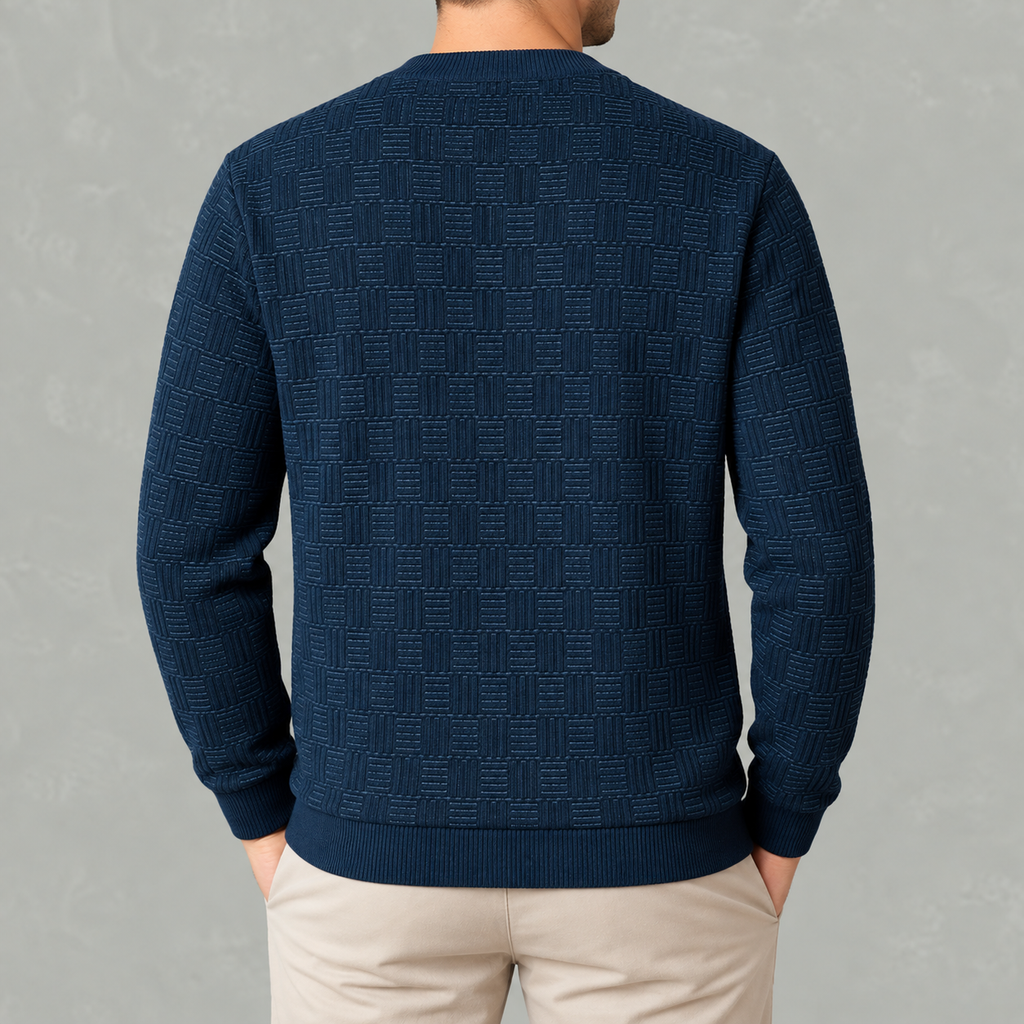 Men’s Jacquard Jumper – Fleece Lined Thick Knit Pullover