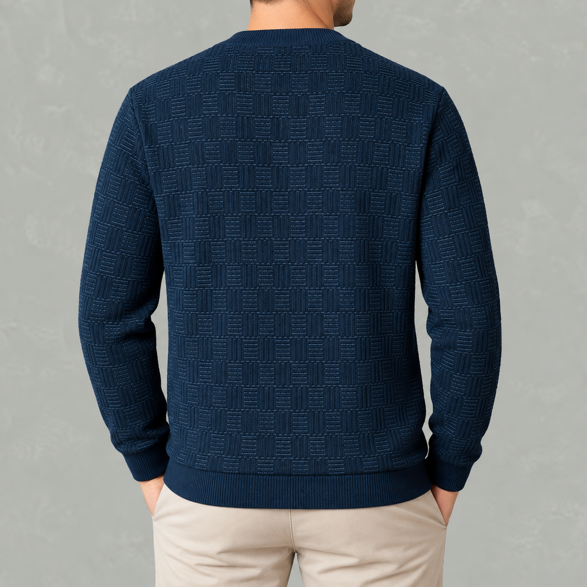 Men’s Jacquard Jumper – Fleece Lined Thick Knit Pullover