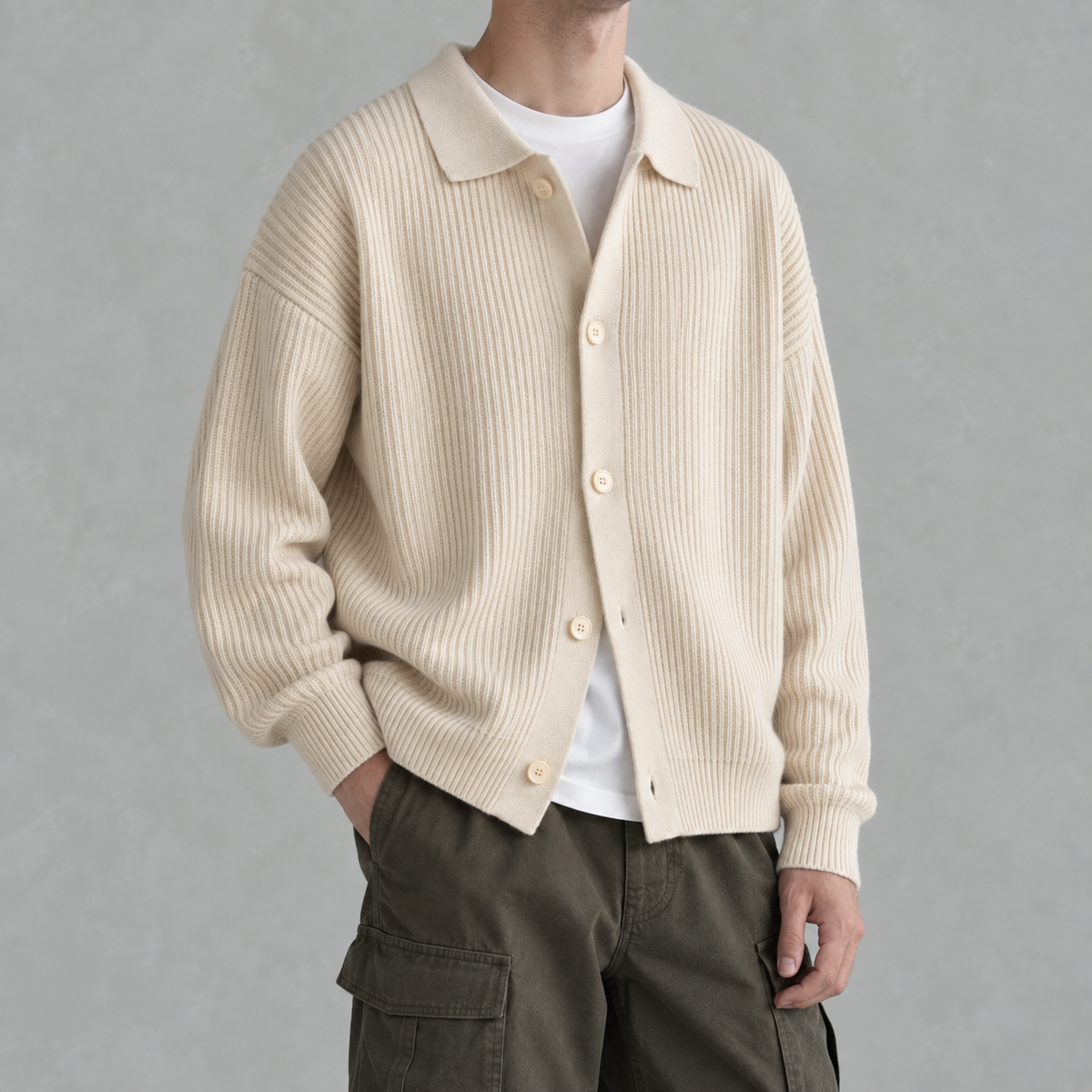 Men’s Knitted Cardigan – Casual Unisex Button Front Jumper