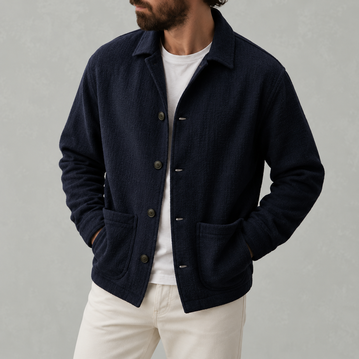 Men’s Knitted Cardigan – Lapel Collar Button Front Jumper for Autumn & Winter