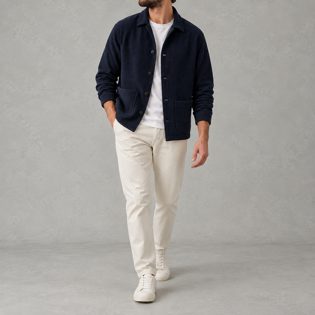 Men’s Knitted Cardigan – Lapel Collar Button Front Jumper for Autumn & Winter