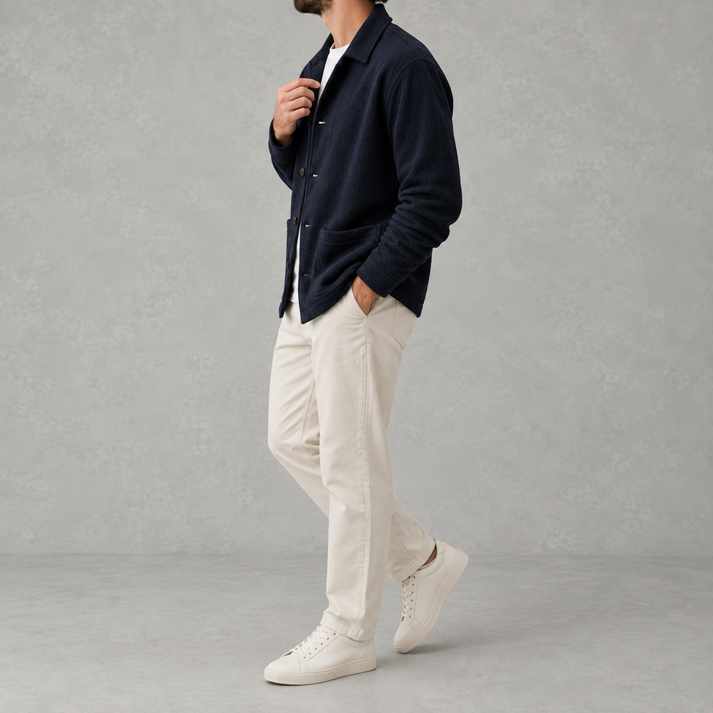 Men’s Knitted Cardigan – Lapel Collar Button Front Jumper for Autumn & Winter