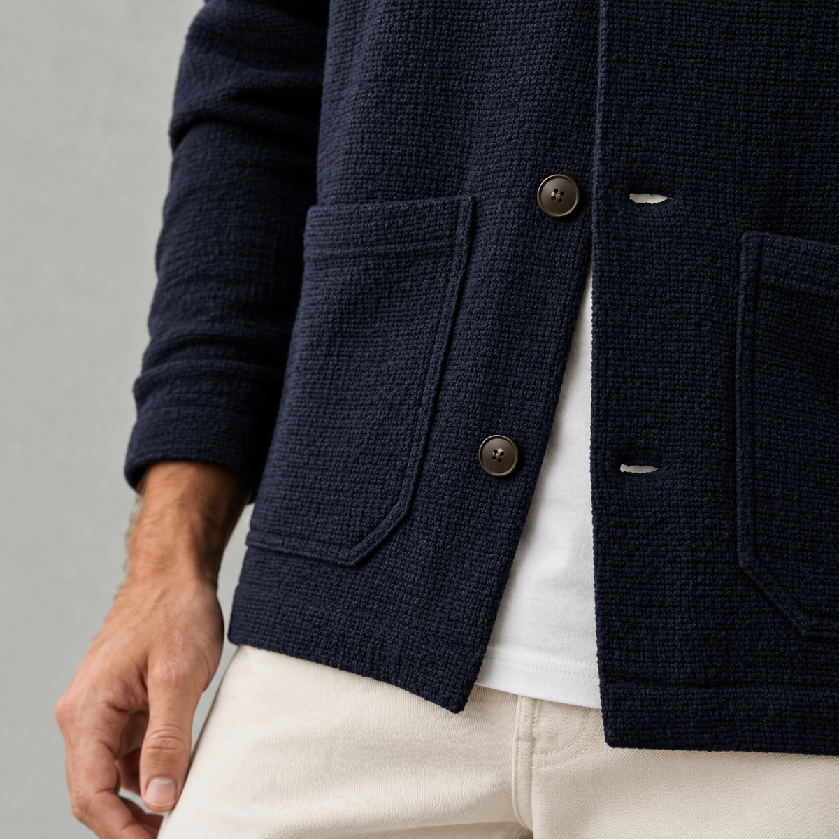Men’s Knitted Cardigan – Lapel Collar Button Front Jumper for Autumn & Winter