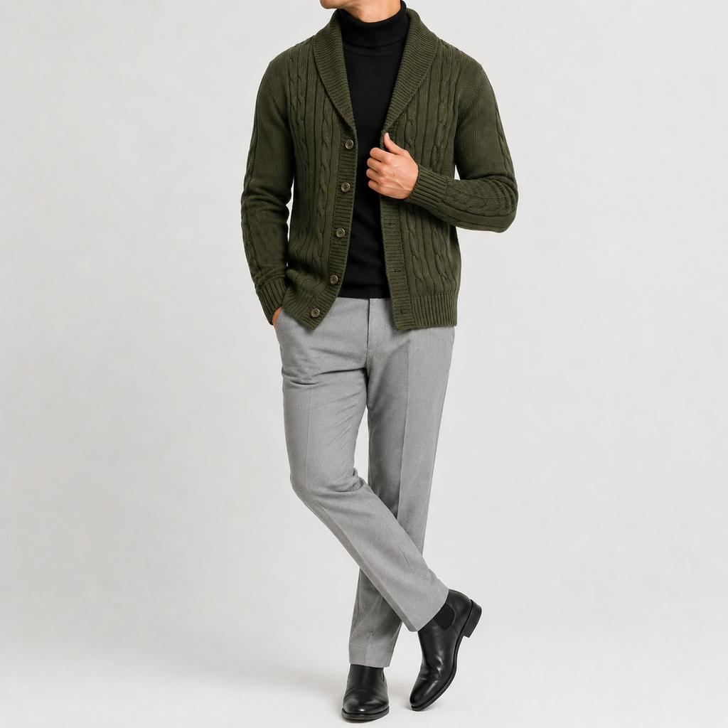 Men’s Knitted Coat – Autumn Winter Long Sleeve Jumper Jacket