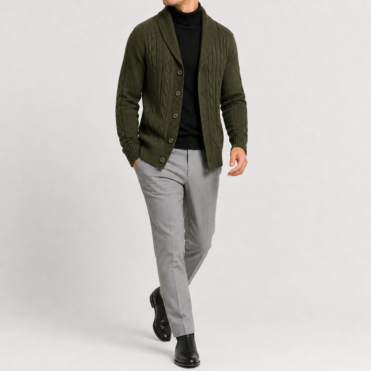 Men’s Knitted Coat – Autumn Winter Long Sleeve Jumper Jacket