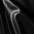 Men’s Leather Jacket – Black Full Zip Collared Bomber Jacket with Ribbed Hem