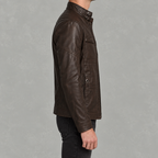 Men’s Leather Jacket – Winter Fleece-Lined Motorcycle Jacket with Zip Pockets