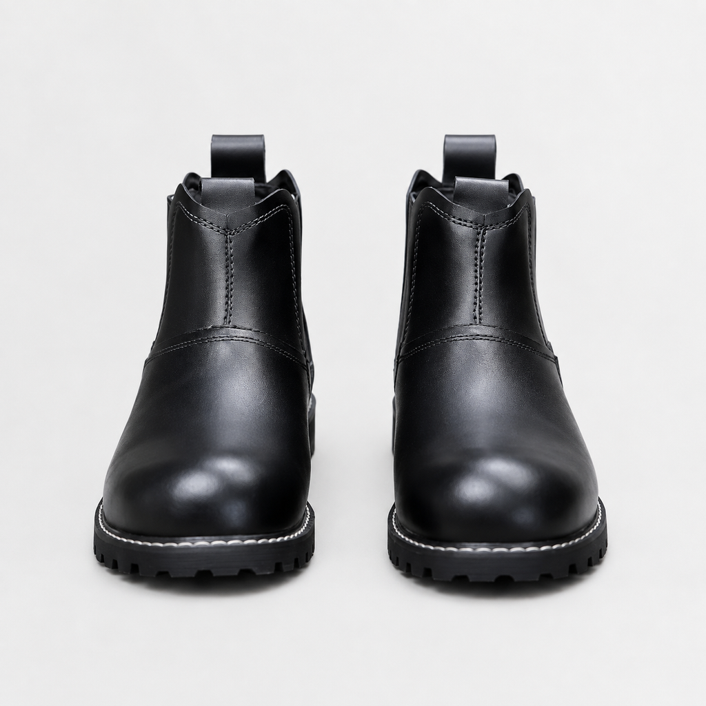 Men’s Leather Walking Boots – Round Toe Ankle Hiking Boots
