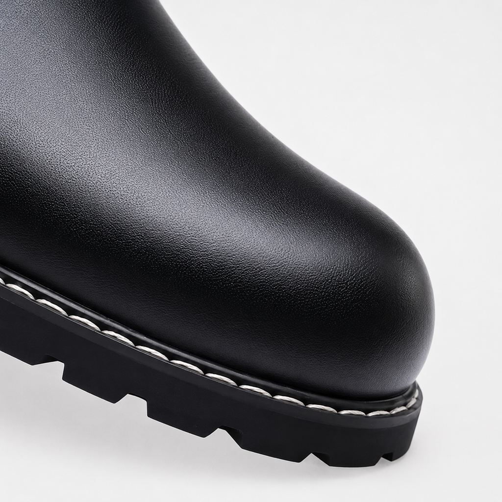Men’s Leather Walking Boots – Round Toe Ankle Hiking Boots