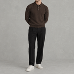 Men’s Long Sleeve Polo – Heavy Knit Long Sleeve Lapel Collar Polo