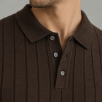 Men’s Long Sleeve Polo – Heavy Knit Long Sleeve Lapel Collar Polo