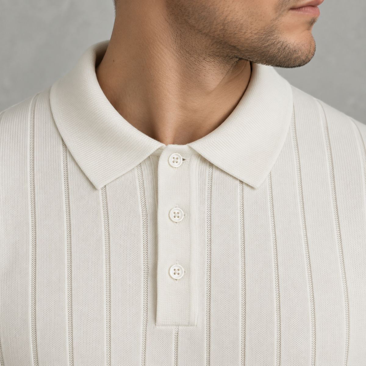 Men’s Long Sleeve Polo – Heavy Knit Long Sleeve Lapel Collar Polo