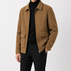 Men’s Mandarin Collar Cardigan – Loose Fit Knitted Wool-Style Jacket
