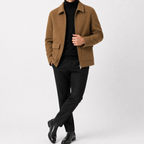 Men’s Mandarin Collar Cardigan – Loose Fit Knitted Wool-Style Jacket
