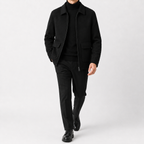 Men’s Mandarin Collar Cardigan – Loose Fit Knitted Wool-Style Jacket