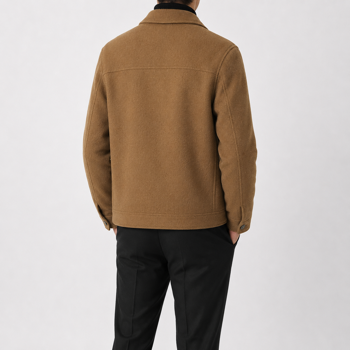 Men’s Mandarin Collar Cardigan – Loose Fit Knitted Wool-Style Jacket