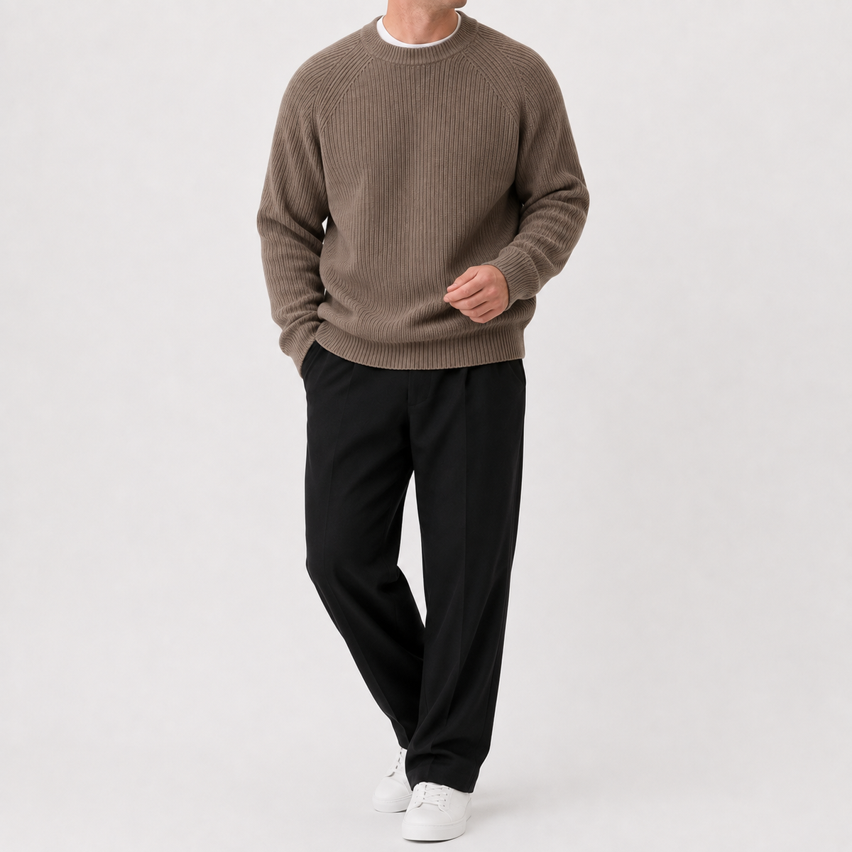 Men’s Oversized Jumper – Thickened Loose Fit Knitted Pullover