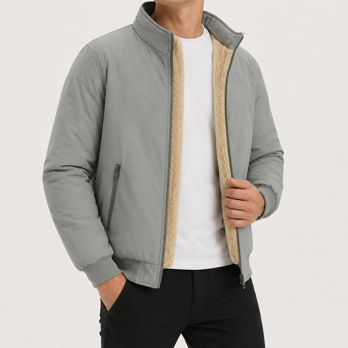 Men’s Padded Jacket – Heavyweight Fleece-Lined Winter Coat