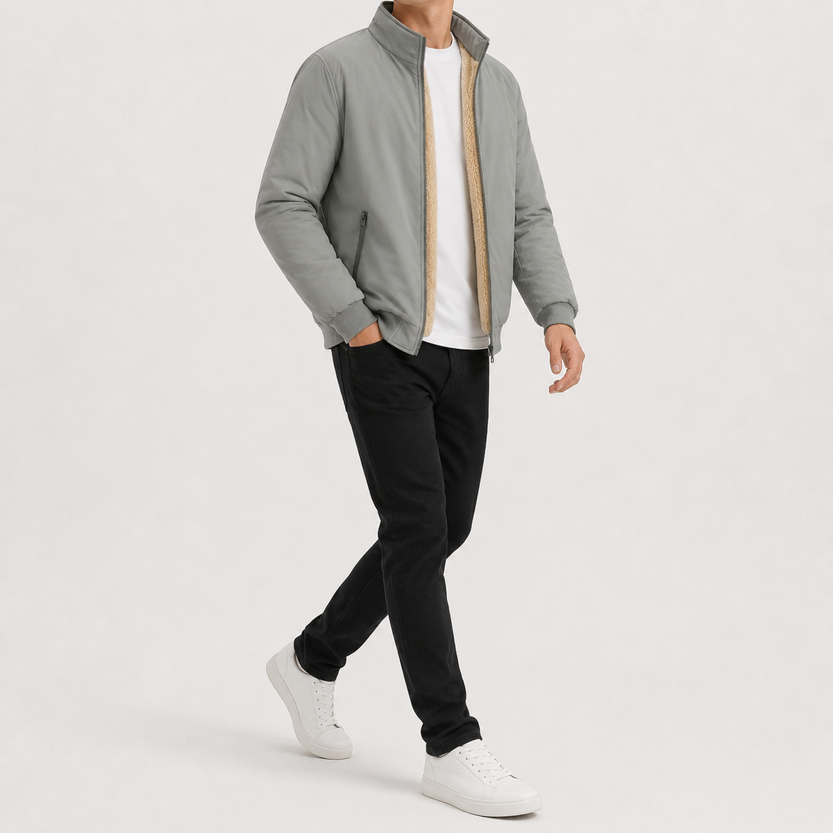 Men’s Padded Jacket – Heavyweight Fleece-Lined Winter Coat