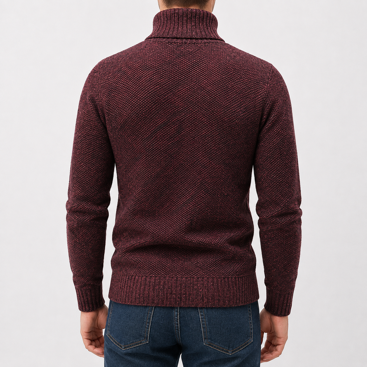 Men’s Quarter Zip Jumper – Plush High Neck Warm Knitted Pullover