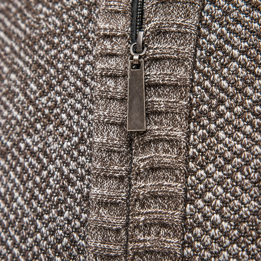 Men’s Quarter Zip Jumper – Plush High Neck Warm Knitted Pullover