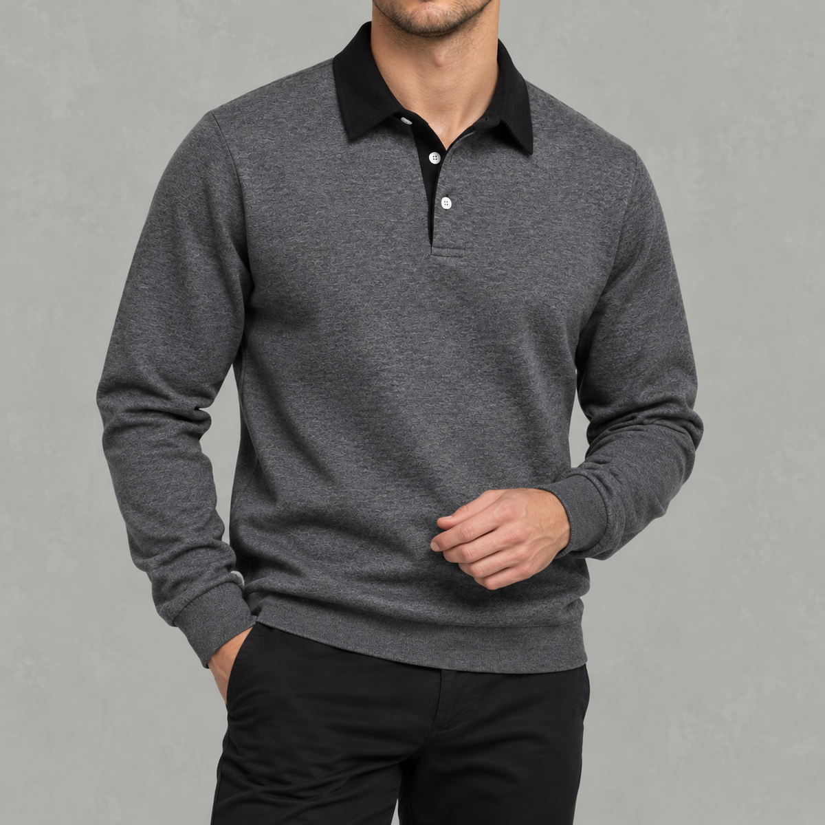 Men’s Polo Jumper – Long Sleeve Polo Collar Jumper