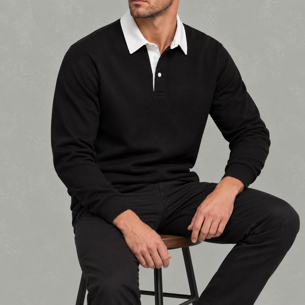 Men’s Polo Jumper – Long Sleeve Polo Collar Jumper