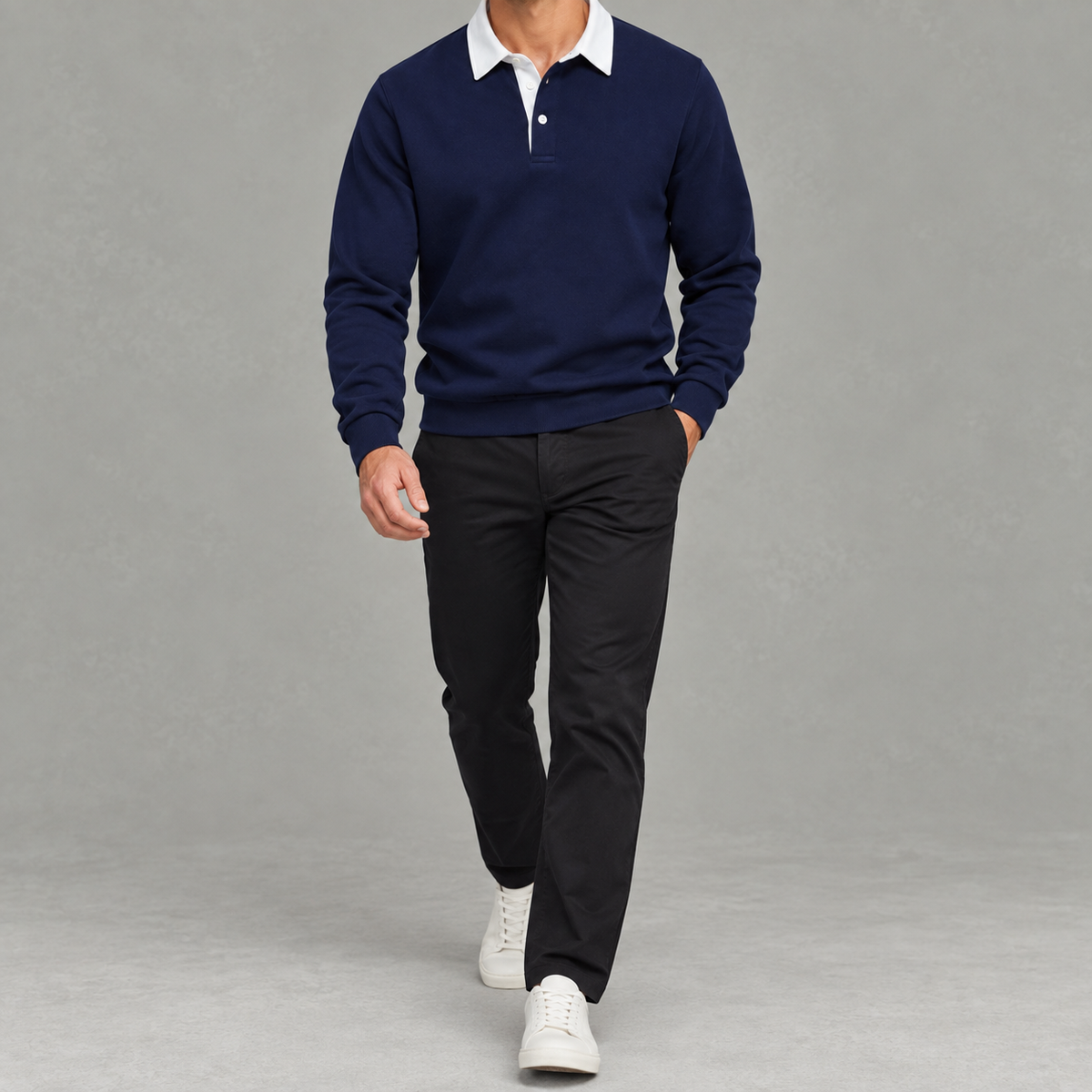 Men’s Polo Jumper – Long Sleeve Polo Collar Jumper