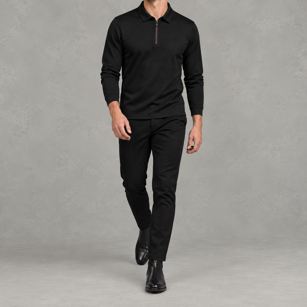 Men’s Quarter Zip Jumper – Fleece Lined Polo Collar Pullover