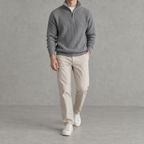 Men’s Quarter Zip Jumper – Slim Fit Soft Long Sleeve Base Layer Pullover