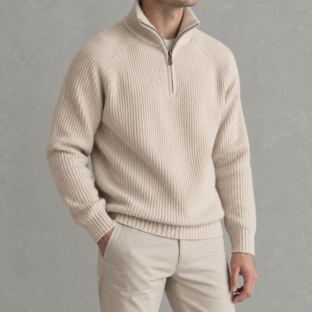 Men’s Quarter Zip Jumper – Slim Fit Soft Long Sleeve Base Layer Pullover