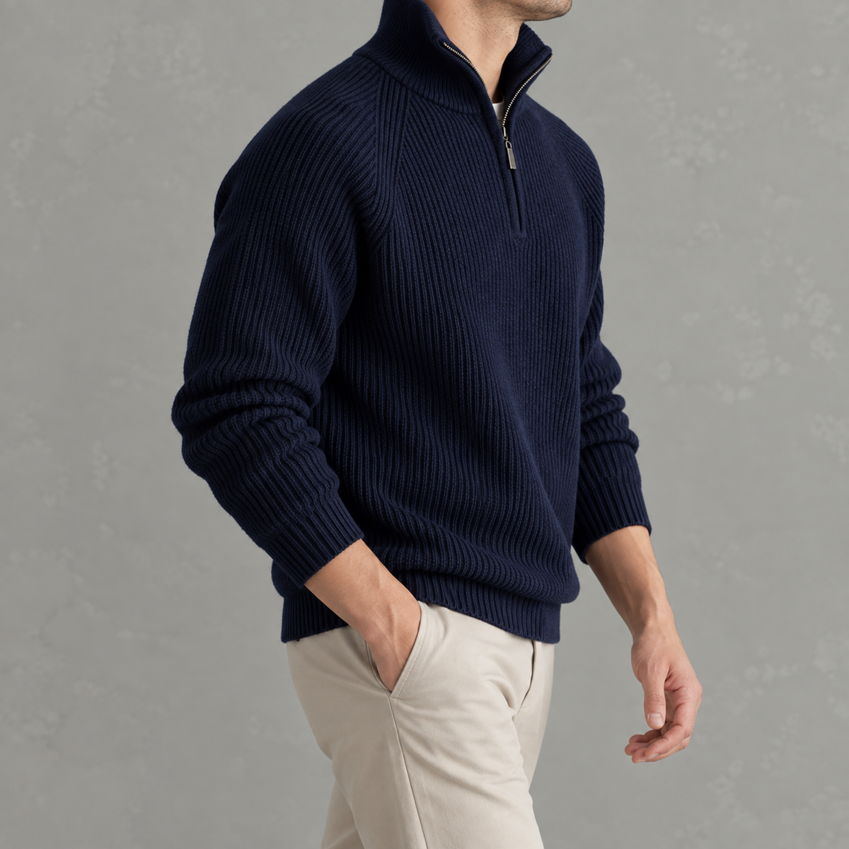 Men’s Quarter Zip Jumper – Slim Fit Soft Long Sleeve Base Layer Pullover