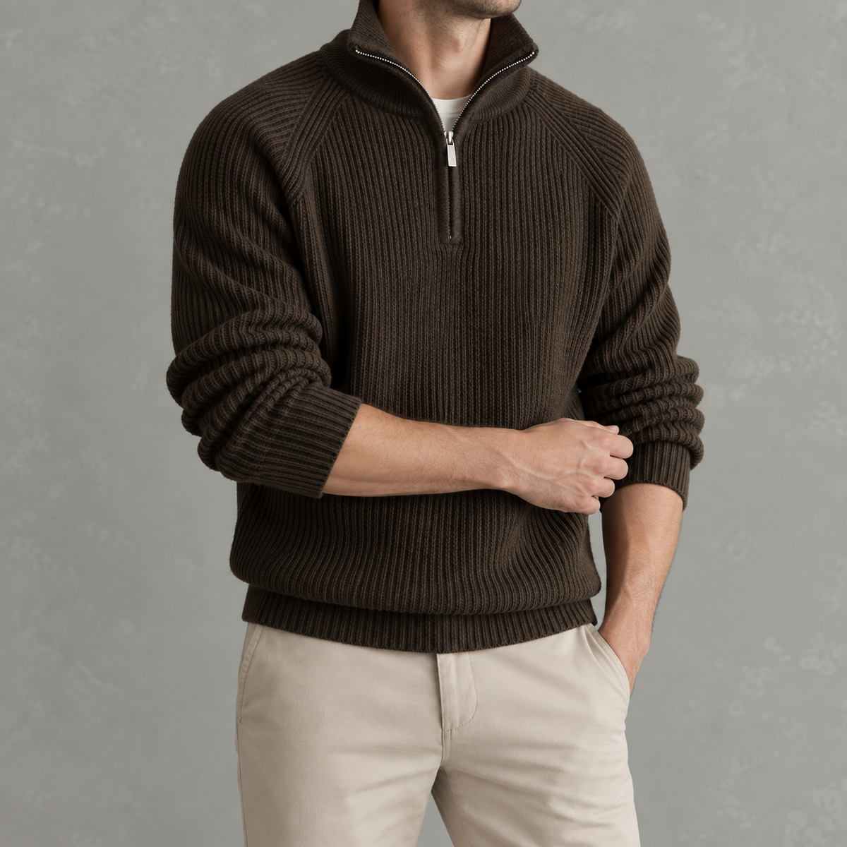 Men’s Quarter Zip Jumper – Slim Fit Soft Long Sleeve Base Layer Pullover