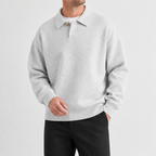 Men’s Polo Jumper – Relaxed Fit Knitted Pullover with Single Button Collar
