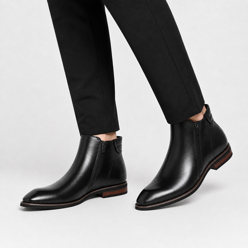 Men’s Chelsea Boots – Retro Leather Ankle Boots with Elastic Side Panels