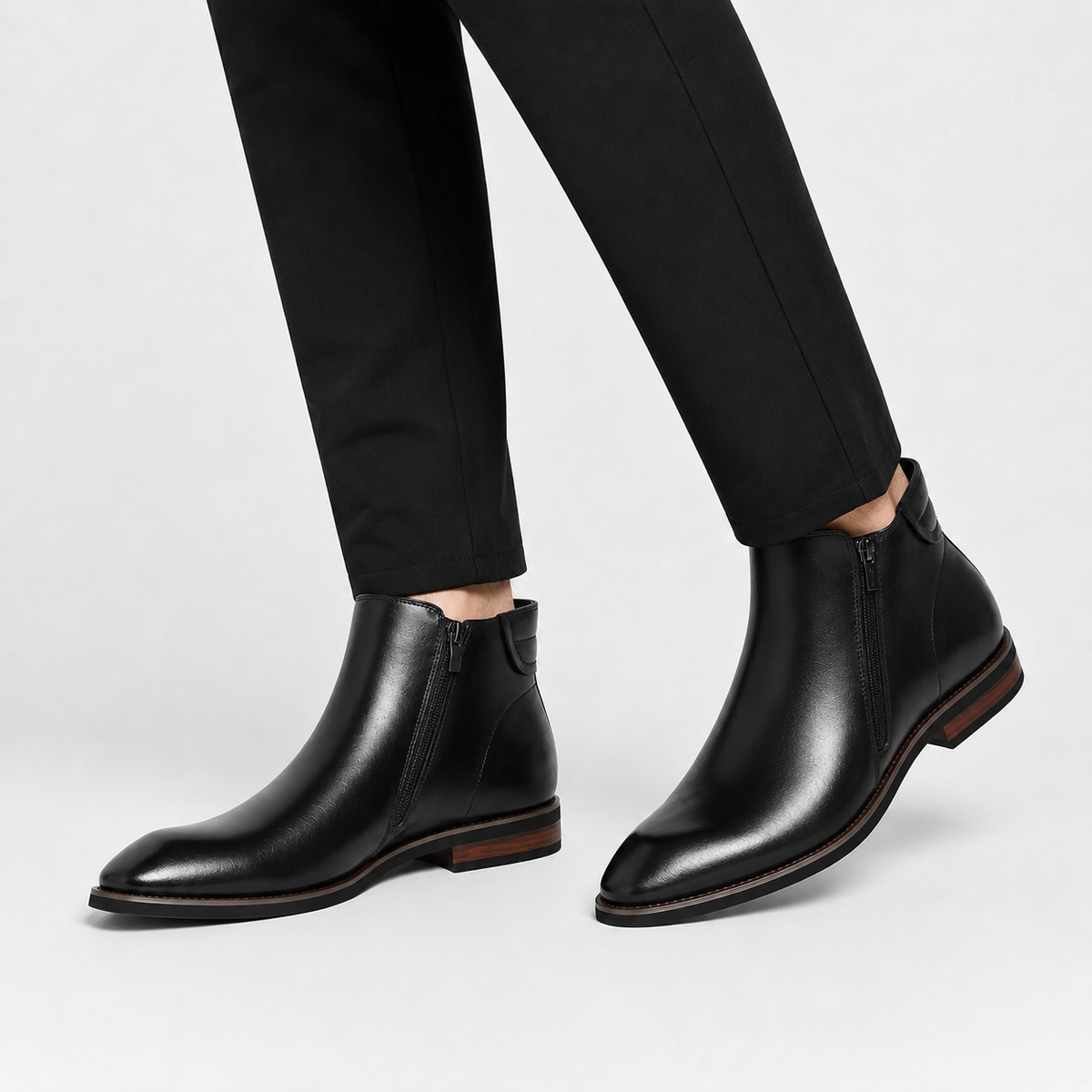 Men’s Chelsea Boots – Retro Leather Ankle Boots with Elastic Side Panels