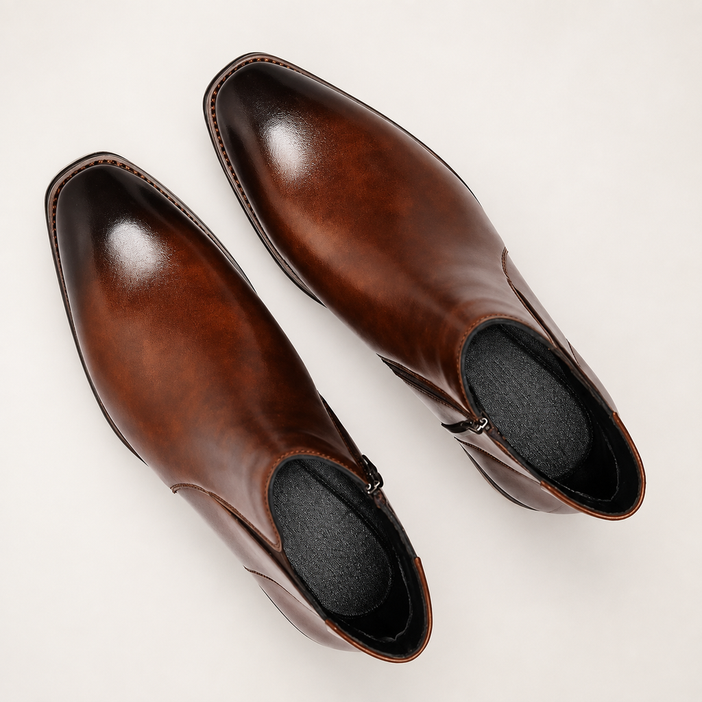 Men’s Chelsea Boots – Retro Leather Ankle Boots with Elastic Side Panels