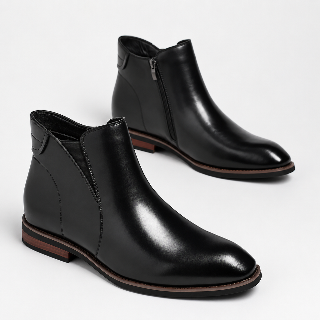 Men’s Chelsea Boots – Retro Leather Ankle Boots with Elastic Side Panels
