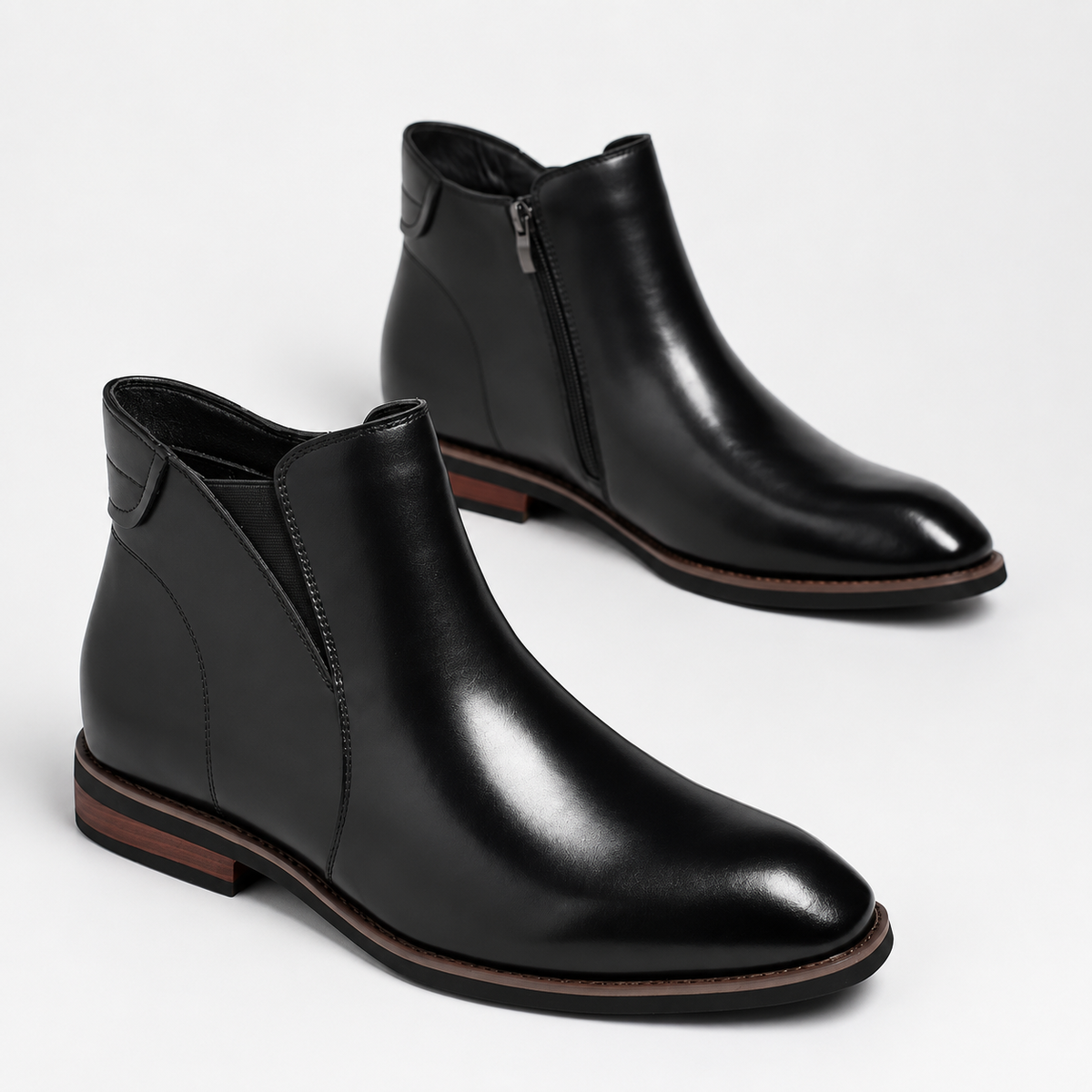 Men’s Chelsea Boots – Retro Leather Ankle Boots with Elastic Side Panels