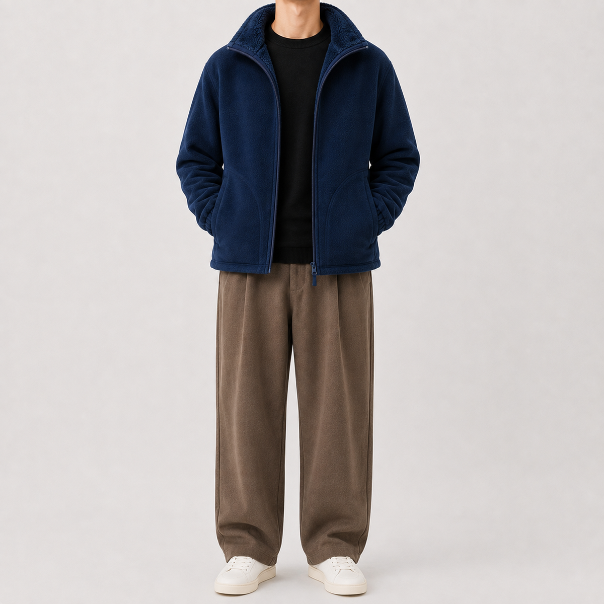 Men’s Reversible Fleece Jacket – Thickened Double-Sided Warm Casual Coat