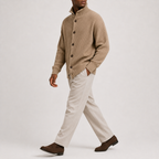 Men’s Roll Neck Cardigan – Knitted High Neck Button Front Jumper