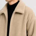 Men’s Sherpa Fleece Jacket – Loose Fit Plush Winter Coat