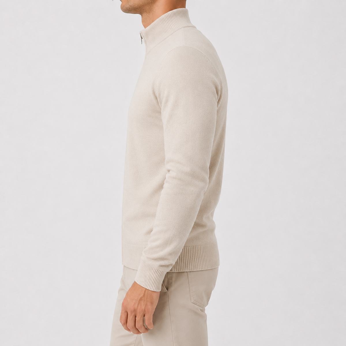 Men’s Zip Up Cardigan – Stand Collar Knitted Casual Jumper