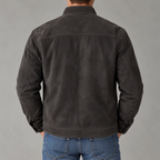 Men’s Suede Jacket – Faux Suede Velvet Casual Bomber Jacket