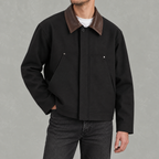 Men’s Suede Jacket – Vintage Colour Block Lapel Casual Jacket
